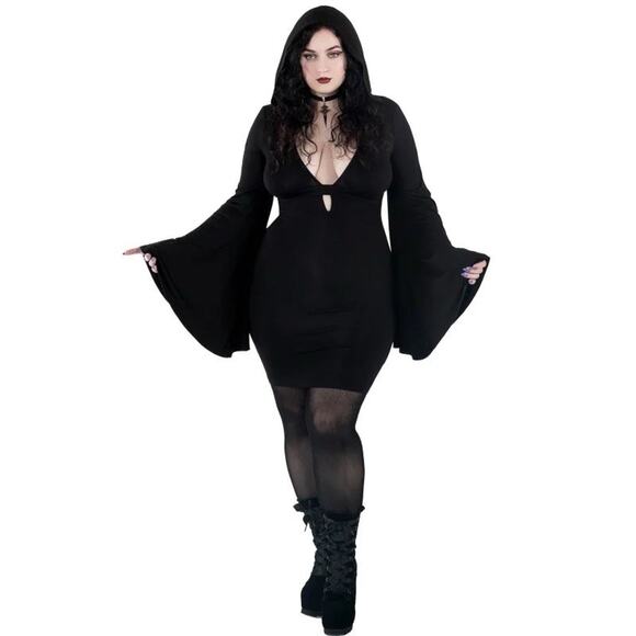 Killstar Dresses & Skirts - Killstar Women’s Hood Dress Witch Gothic Black Size 3XL